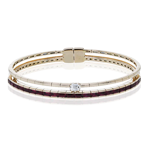 Simon G Ruby Bangle in 18k Gold with Diamonds