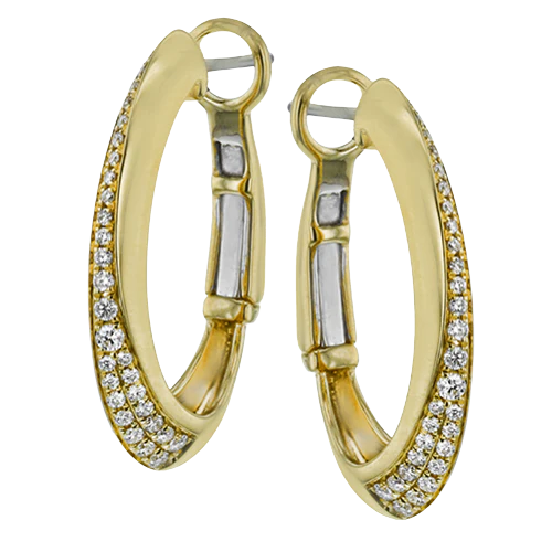 Simon G le4402 Clio Hoop Earrings in 18k Gold with Diamonds