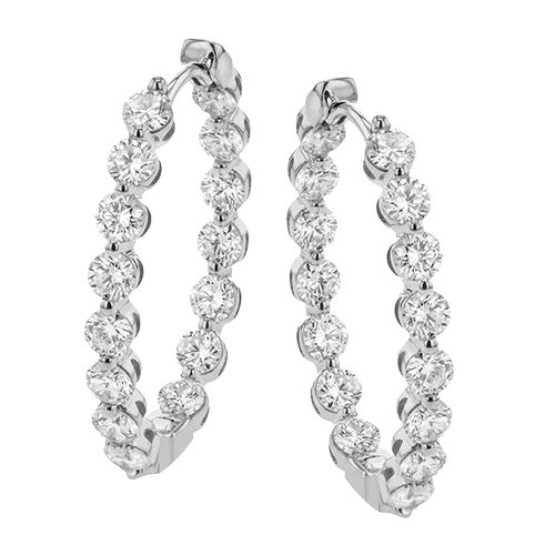 Simon G le4681 Hoop Earrings in 18K Gold with Diamonds
