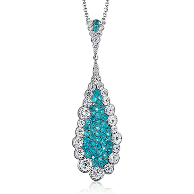 Simon G Tempera Paraiba Pendant Necklace in 18k Gold with Diamonds