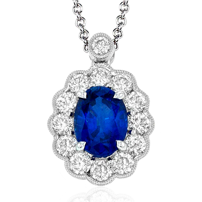 Simon G Tempera Color Gemstone Pendant Necklace in 18k Gold with Diamonds