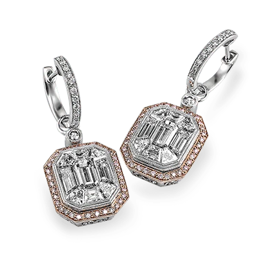 Simon G me2061 Mosaic Earrings in 18k Gold with Diamonds
