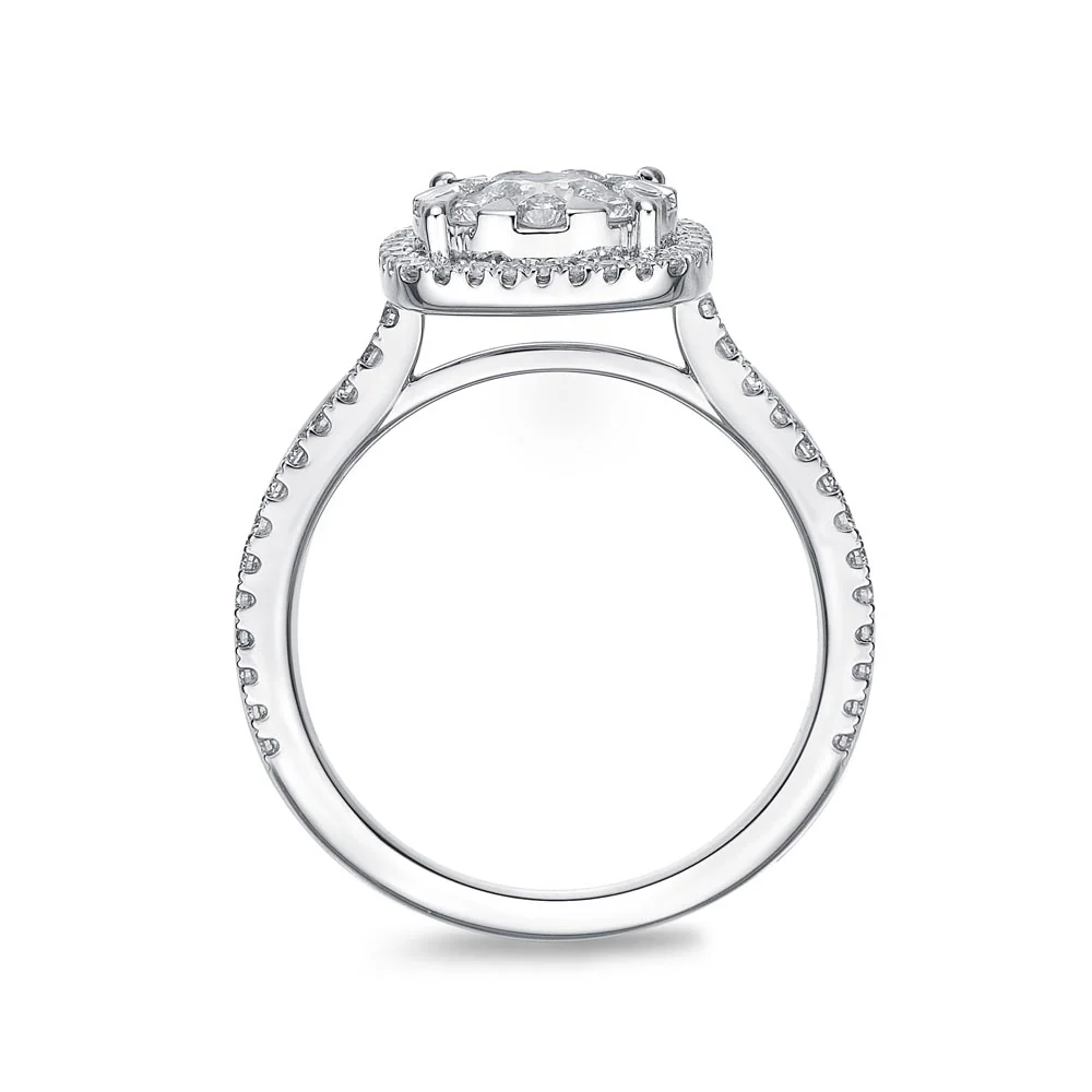 IDC Signature Collection: White Gold Bouquet Cushion Halo Engagement Ring .61ctw (.20 center) - Image 3