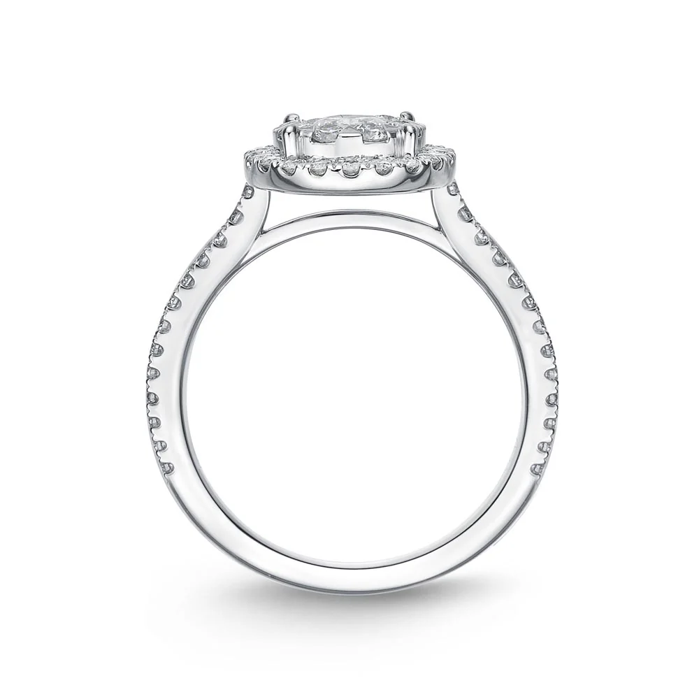 IDC Signature Collection: White Gold Bouquet Halo Engagement Ring .61ctw approx. - Image 3