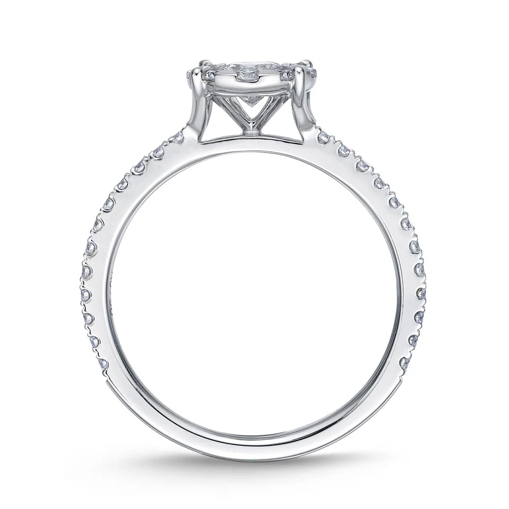 IDC Signature Collection: White Gold  Bouquet Solitaire Engagement Ring with Diamond Shank .72ctw - Image 3