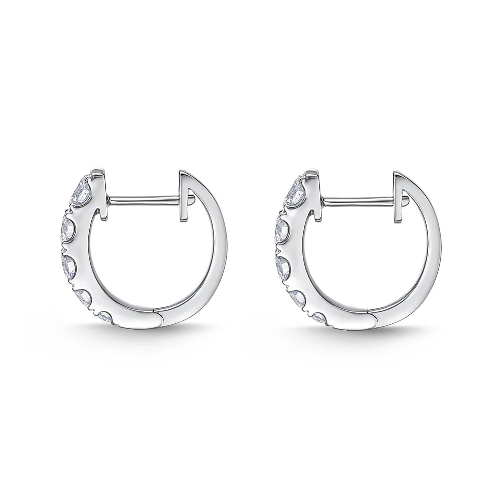 IDC Signature Collection: White Gold Diamond Hoop Huggie Earring (.90ctw approx.) - Image 3