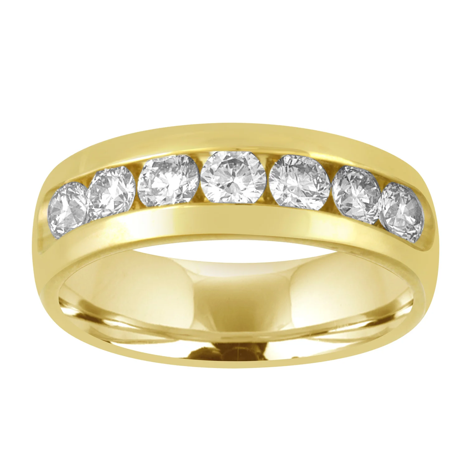 Men's 14kt Yellow Gold 7 Stone Diamond Channel Set Wedding Band
