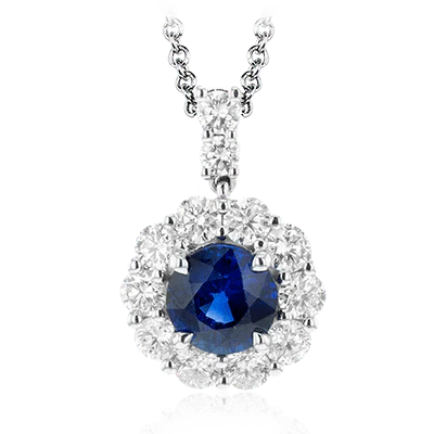 Simon G Tempera Sapphire Pendant Necklace in 18k Gold with Diamonds