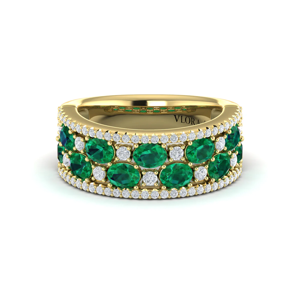 Vlora Adella Multi Diamond and Emerald Statement Ring - Image 2