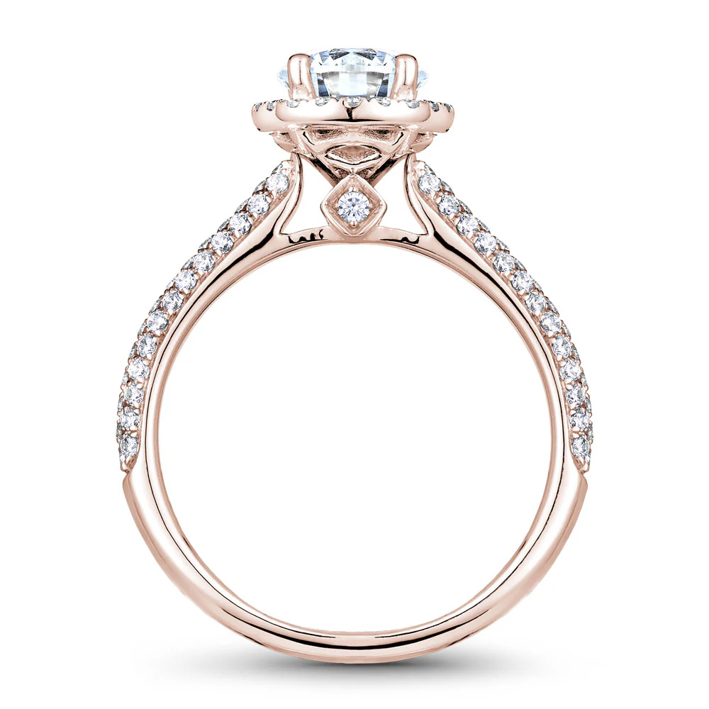 Noam Carver Rose Gold 3-Row Diamond Engagement Ring Setting with Halo (0.58 CTW) - Image 3
