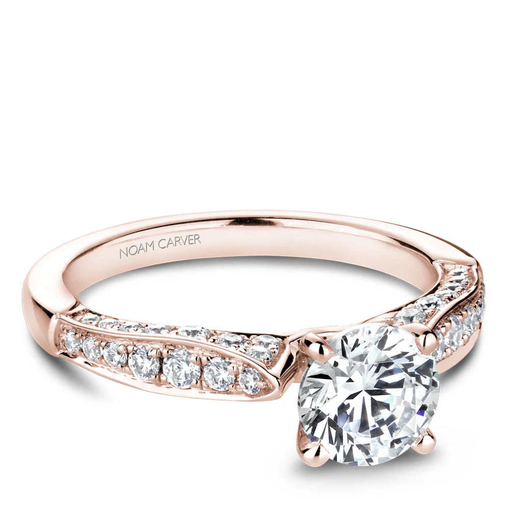 Noam Carver Rose Gold 3-sided Channel Set Diamond Engagement Ring Setting (0.55 CTW) - Image 2