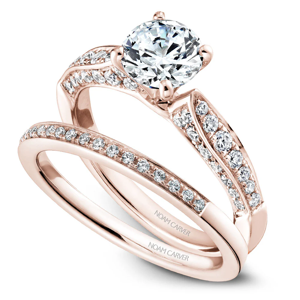 Noam Carver Rose Gold 3-sided Channel Set Diamond Engagement Ring Setting (0.55 CTW) - Image 4