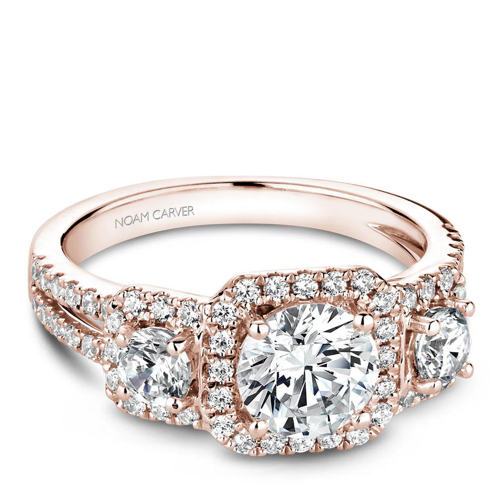 Noam Carver Rose Gold 3-Stone Diamond Engagement Ring Setting (0.85 CTW) - Image 3