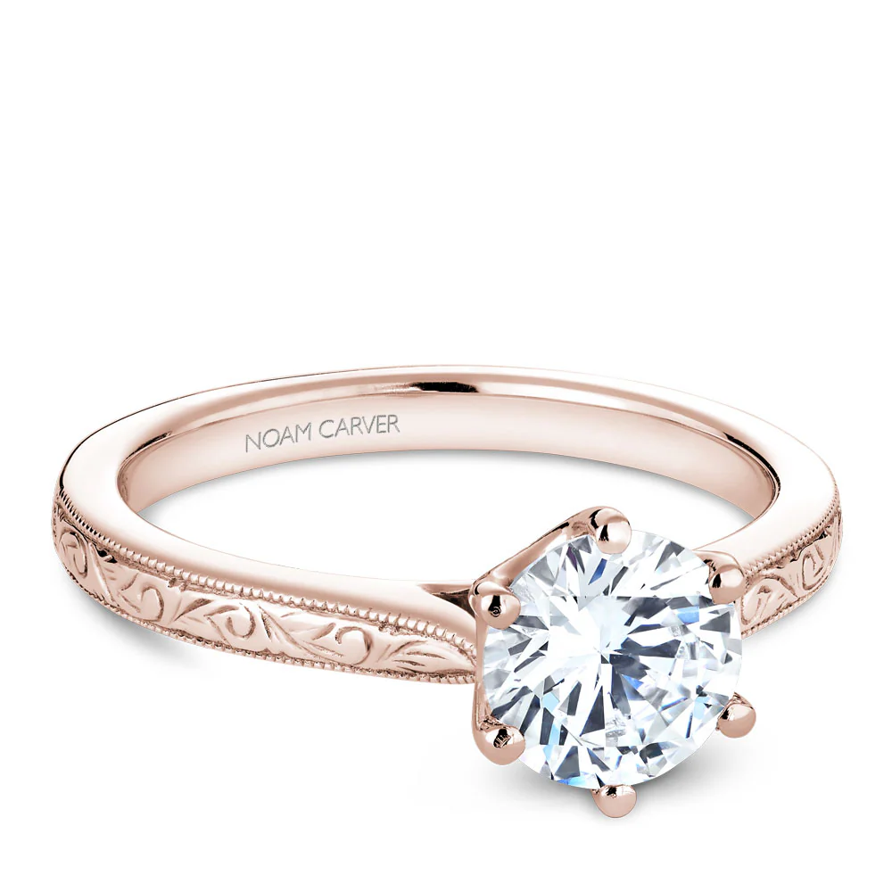 Noam Carver Rose Gold 6 Prong Engagement Ring Setting (0.02 CTW) - Image 2