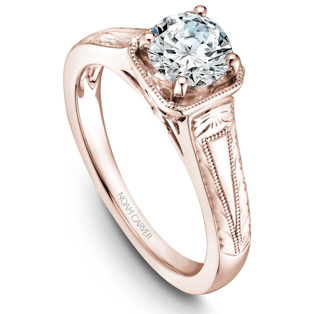 Noam Carver Rose Gold Carved Edge Engagement Ring Setting