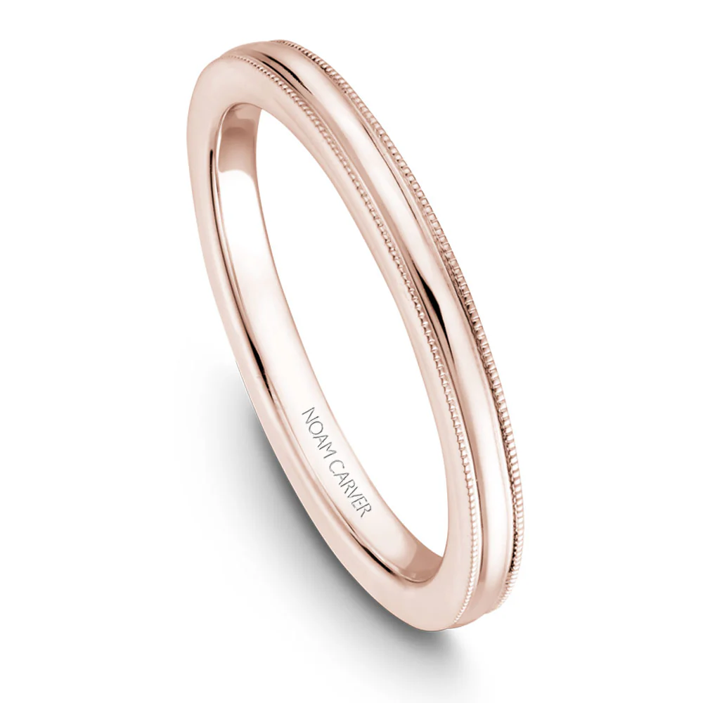 Noam Carver Rose Gold Carved Edge Engagement Ring Setting - Image 5