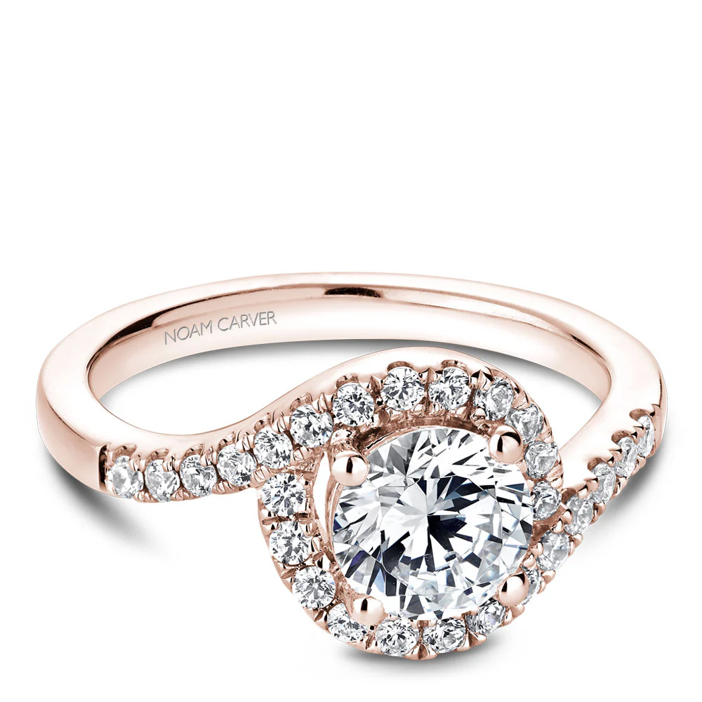 Noam Carver Rose Gold Curved Halo Diamond Engagement Ring Setting (0.40 CTW) - Image 2