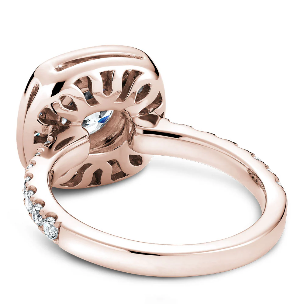 Noam Carver Rose Gold Diamond Engagement Ring Setting with Channel Set Cushion Halo (0.80 CTW) - Image 3