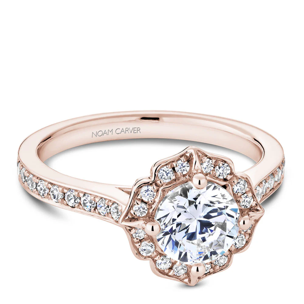 Noam Carver Rose Gold Diamond Engagement Ring Setting with Floral Halo (0.36 CTW) - Image 2