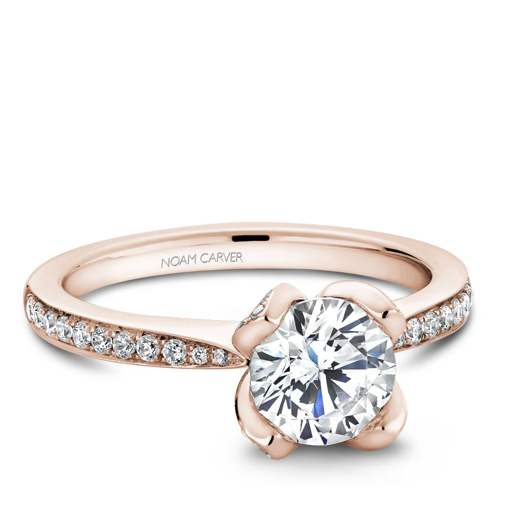 Noam Carver Rose Gold Diamond Engagement Ring Setting with Flower Crown (0.31 CTW) - Image 2
