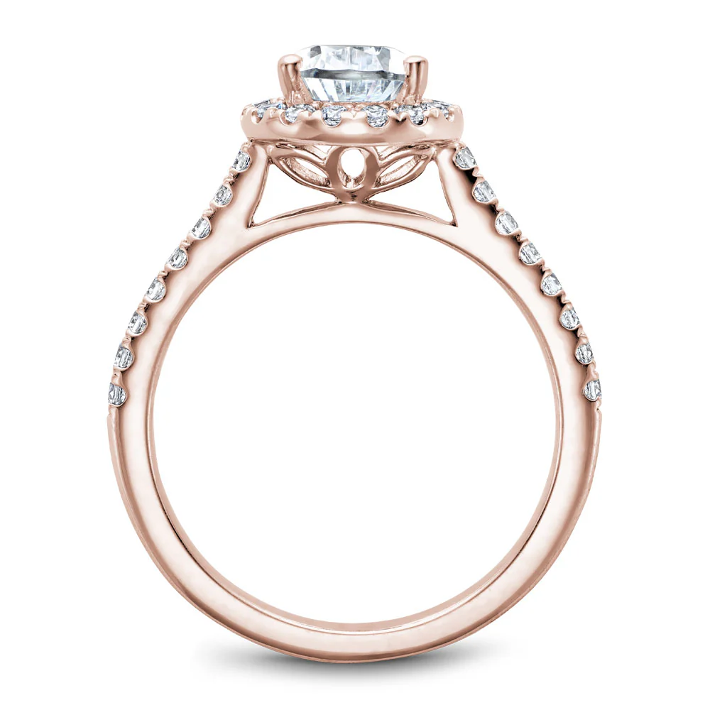 Noam Carver Rose Gold Diamond Engagement Ring Setting with Pear Center Stone and Halo (0.39 CTW) - Image 3