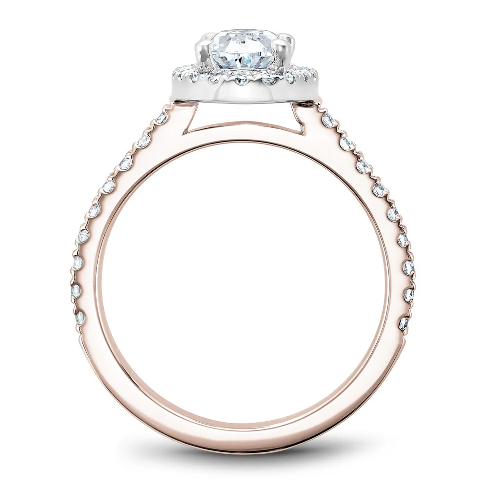 Noam Carver Rose Gold Diamond Engagement Ring Setting with White Halo around Oval Center Stone (0.44 CTW) - Image 3
