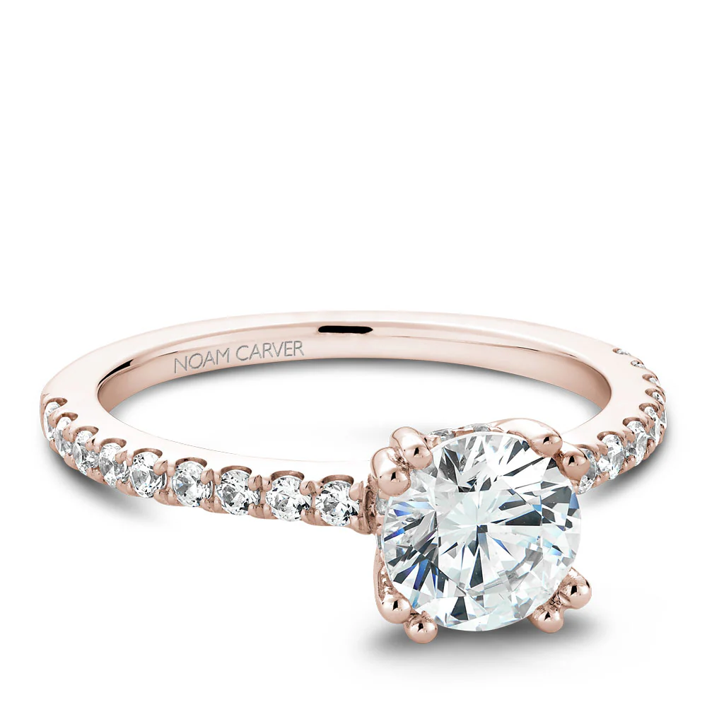 Noam Carver Rose Gold Double Prong Diamond Solitaire Engagement Ring Setting (0.33 CTW) - Image 2