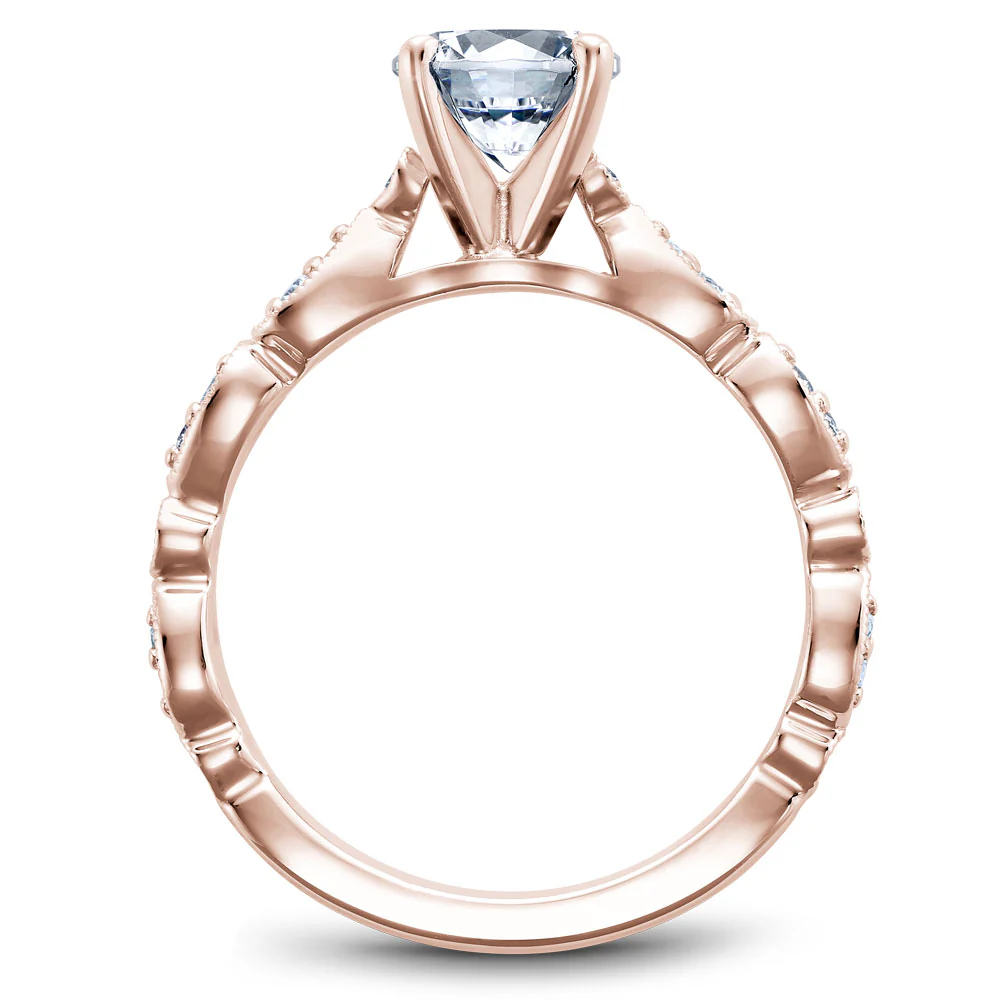 Noam Carver Rose Gold Engagement Ring Setting with Milgrain Pear and Dot (0.14 CTW) - Image 3