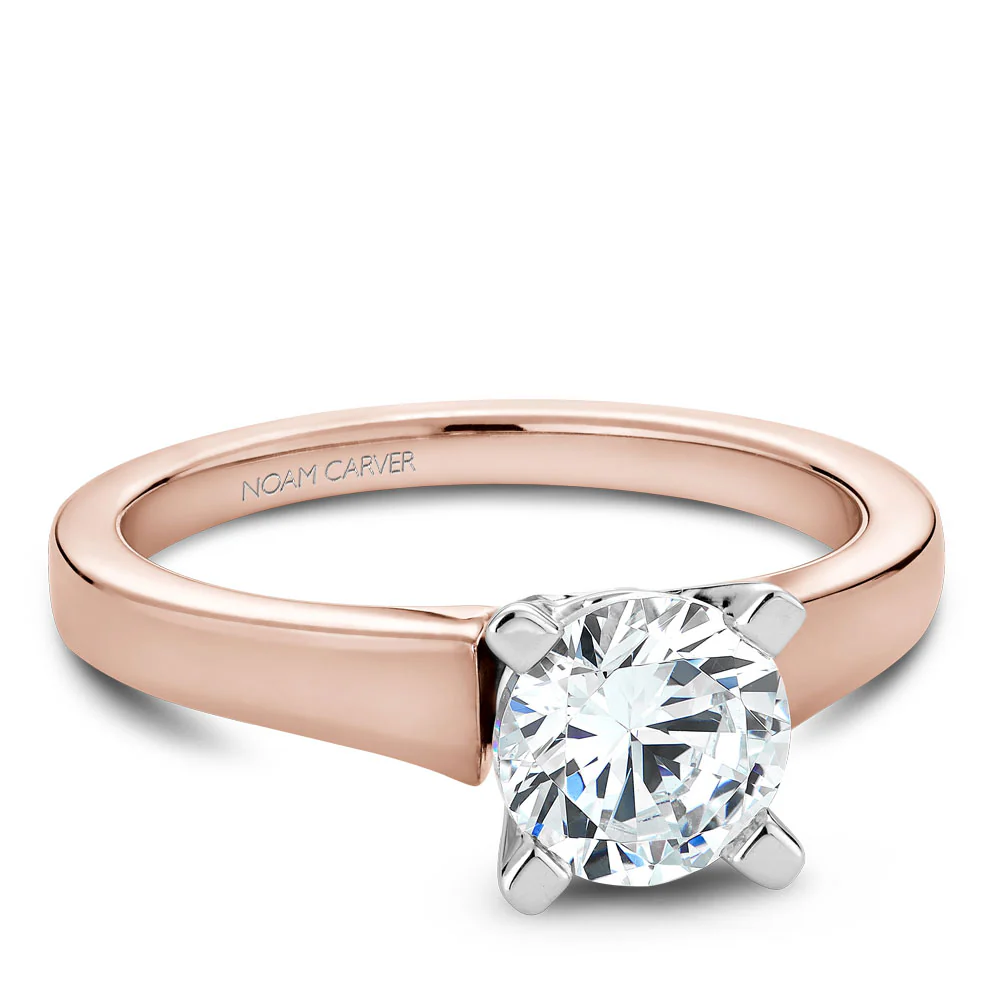 Noam Carver Rose Gold Engagement Ring Setting with White Gold Prongs - Image 2