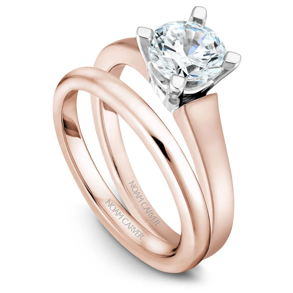 Noam Carver Rose Gold Engagement Ring Setting with White Gold Prongs - Image 4