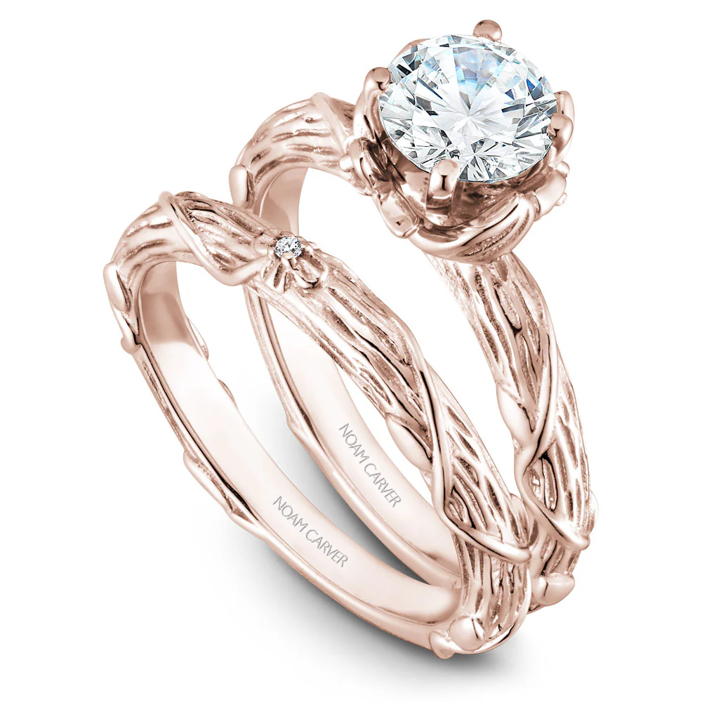 Noam Carver Rose Gold Engagement Ring Setting with Woven Gold (0.04 CTW) - Image 4