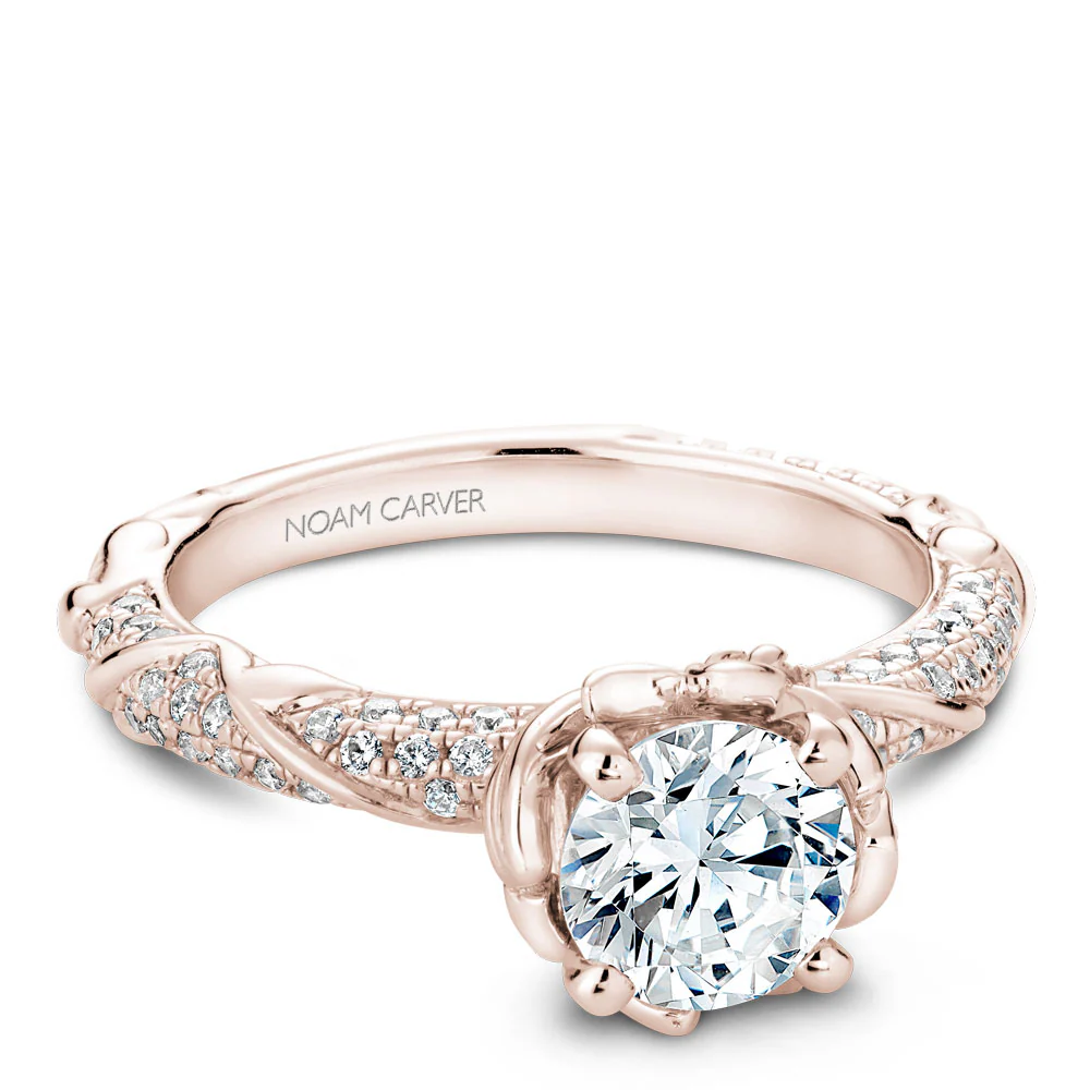Noam Carver Rose Gold Engagement Ring Setting with Woven Gold and Diamonds (0.50 CTW) - Image 2