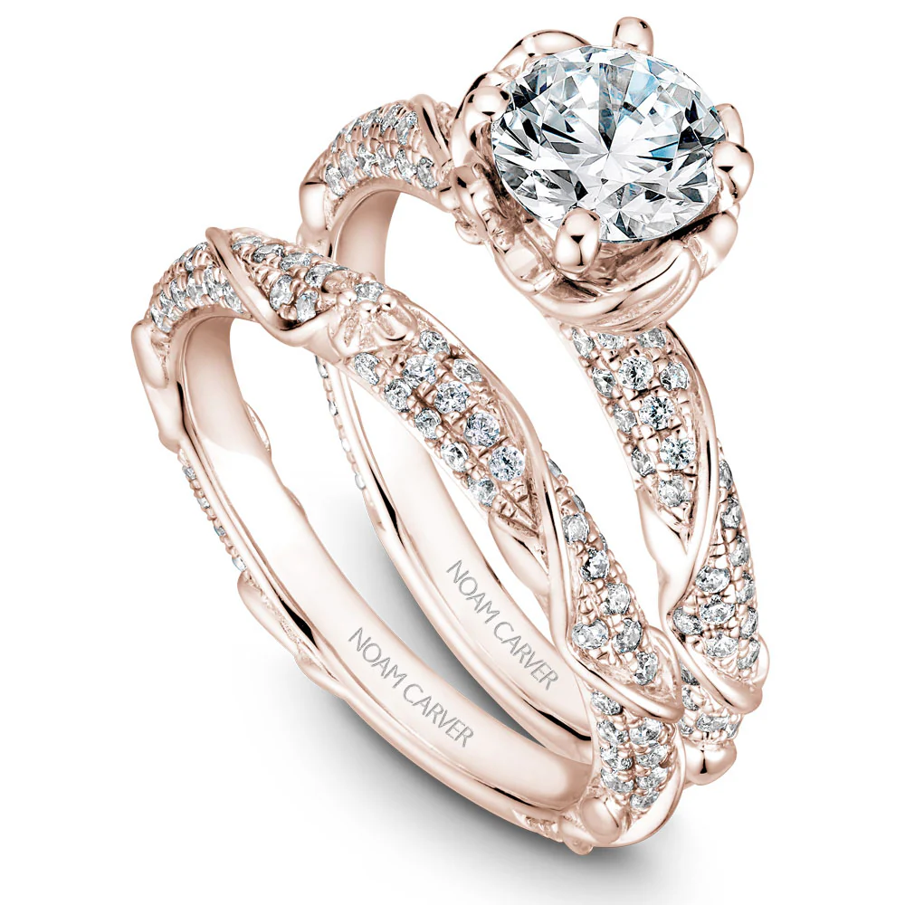 Noam Carver Rose Gold Engagement Ring Setting with Woven Gold and Diamonds (0.50 CTW) - Image 4