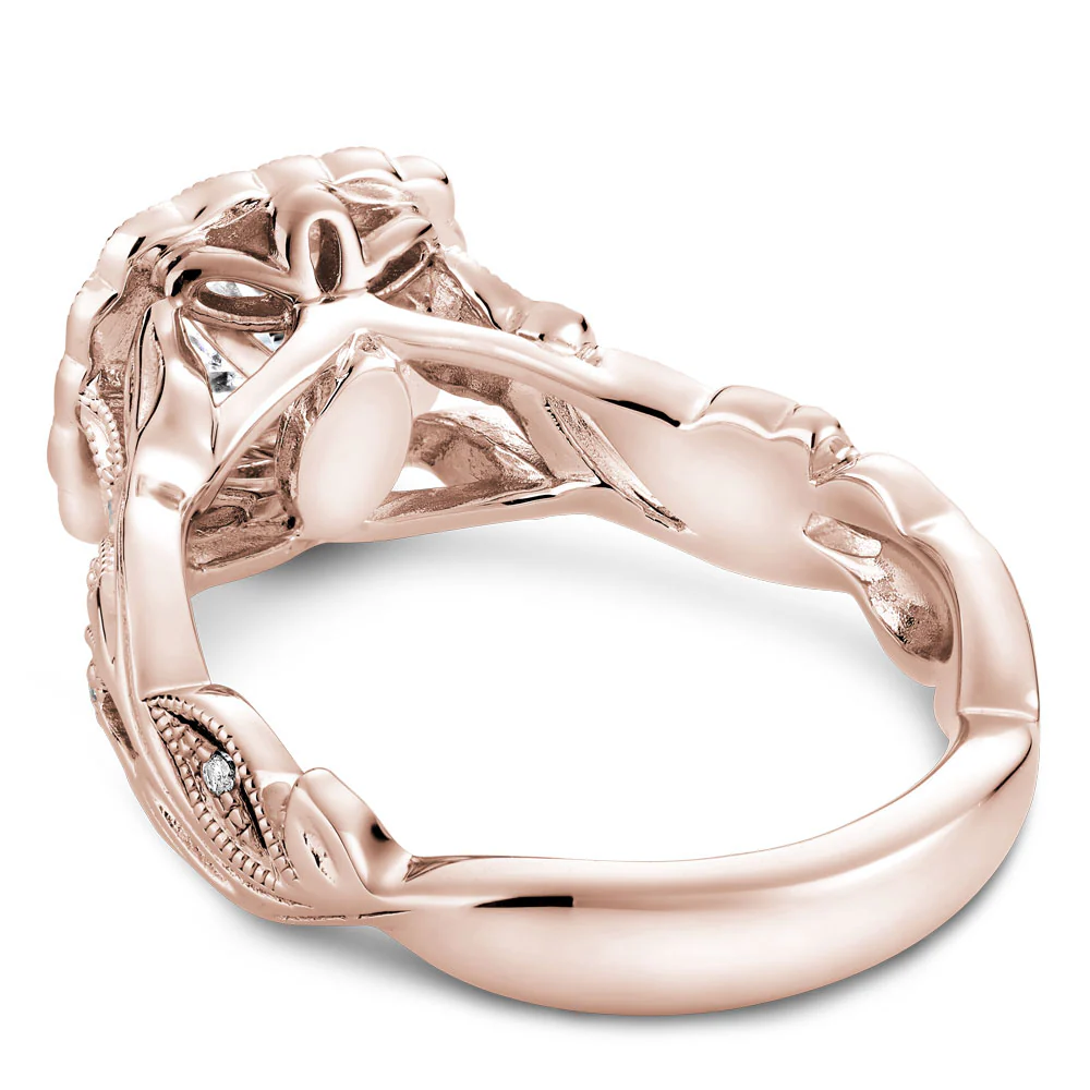 Noam Carver Rose Gold Halo Diamond Engagement Ring Setting with Floral Shank (0.30 CTW) - Image 3