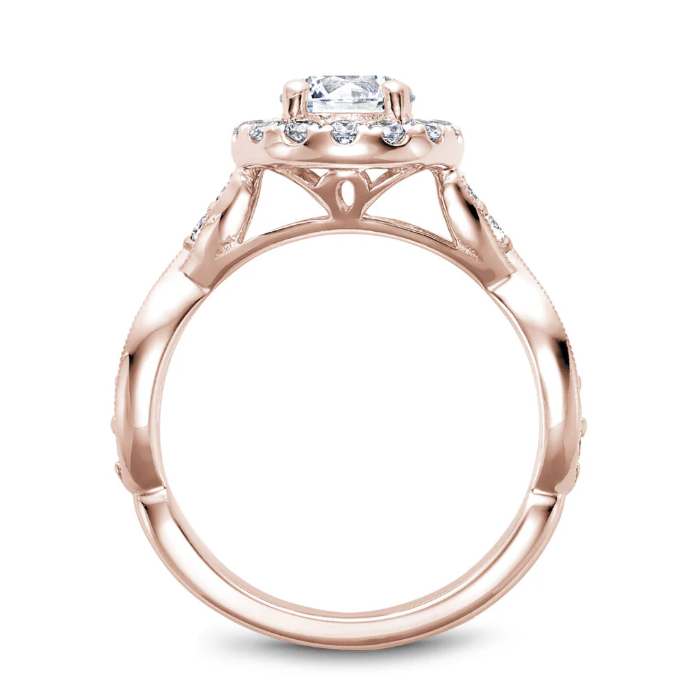 Noam Carver Rose Gold Halo Engagement Ring Setting with Twist Shank (0.55 CTW) - Image 3