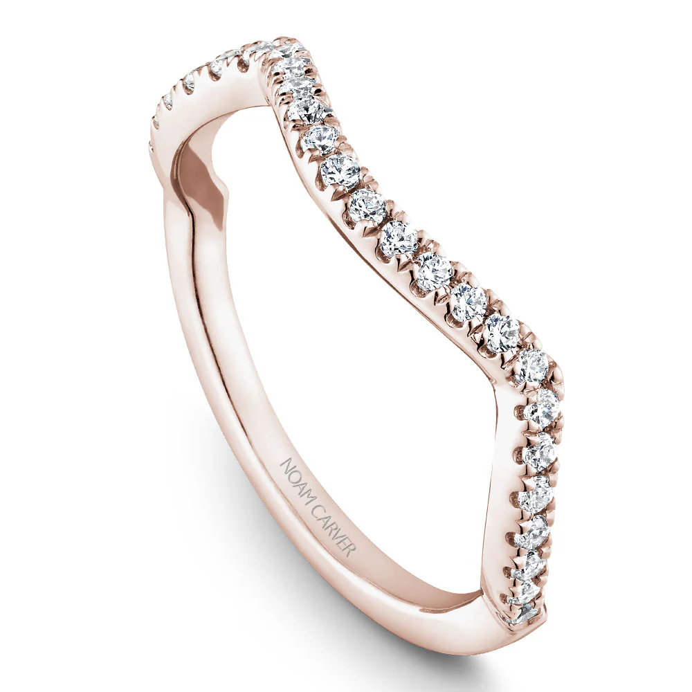 Noam Carver Rose Gold Halo Engagement Ring Setting with Twist Shank (0.55 CTW) - Image 5
