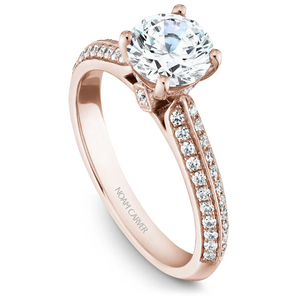 Noam Carver Rose Gold Knife Edge Diamond Engagement Ring Setting (0.31 CTW)
