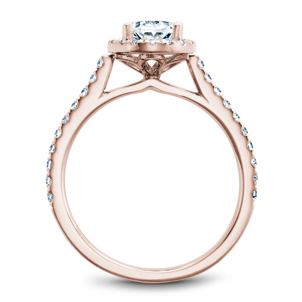 Noam Carver Rose Gold Oval Diamond Engagement Ring Setting with Halo (0.39 CTW) - Image 3