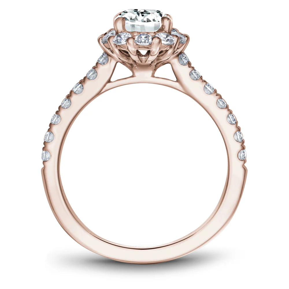 Noam Carver Rose Gold Oval Diamond Engagement Ring Setting with Halo (0.72 CTW) - Image 3