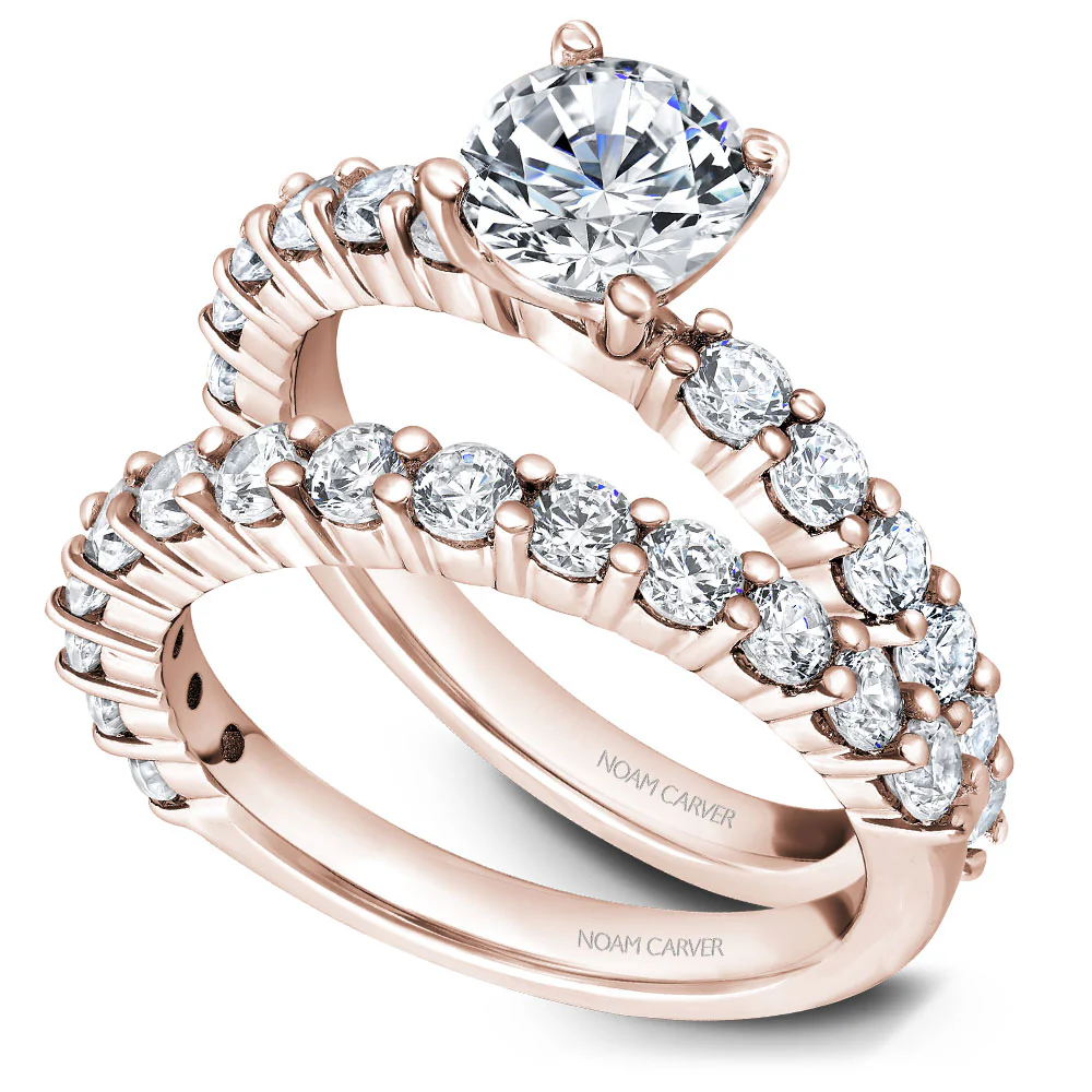 Noam Carver Rose Gold Shared Prong Diamond Engagement Ring Setting (0.72 CTW) - Image 4