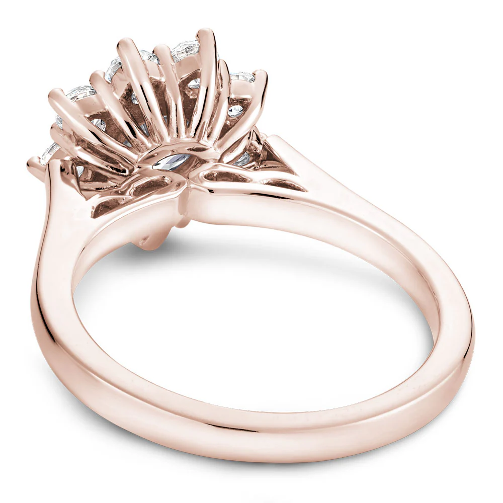 Noam Carver Rose Gold Shared Prong Floral Halo Engagement Ring Setting (0.93 CTW) - Image 3