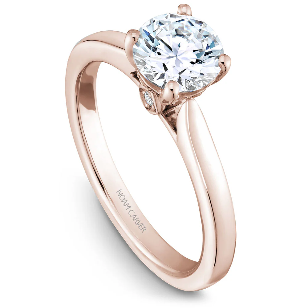 Noam Carver Rose Gold Solitaire Engagement Ring Setting (0.02 CTW)