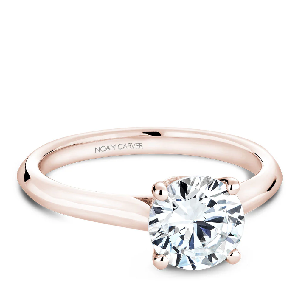 Noam Carver Rose Gold Solitaire Engagement Ring Setting (0.02 CTW) - Image 2
