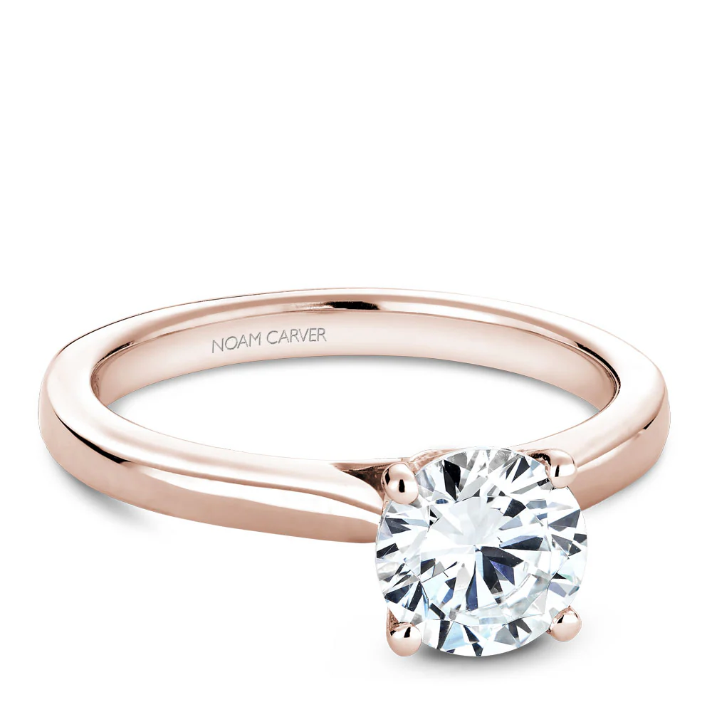 Noam Carver Rose Gold Solitaire Engagement Ring Setting (0.02 CTW) - Image 2