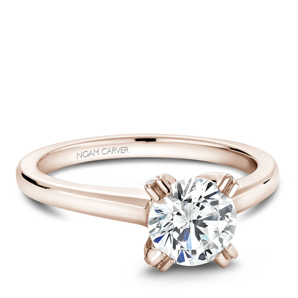 Noam Carver Rose Gold Solitaire Engagement Ring Setting with Diamond Centerpiece (0.14 CTW) - Image 2