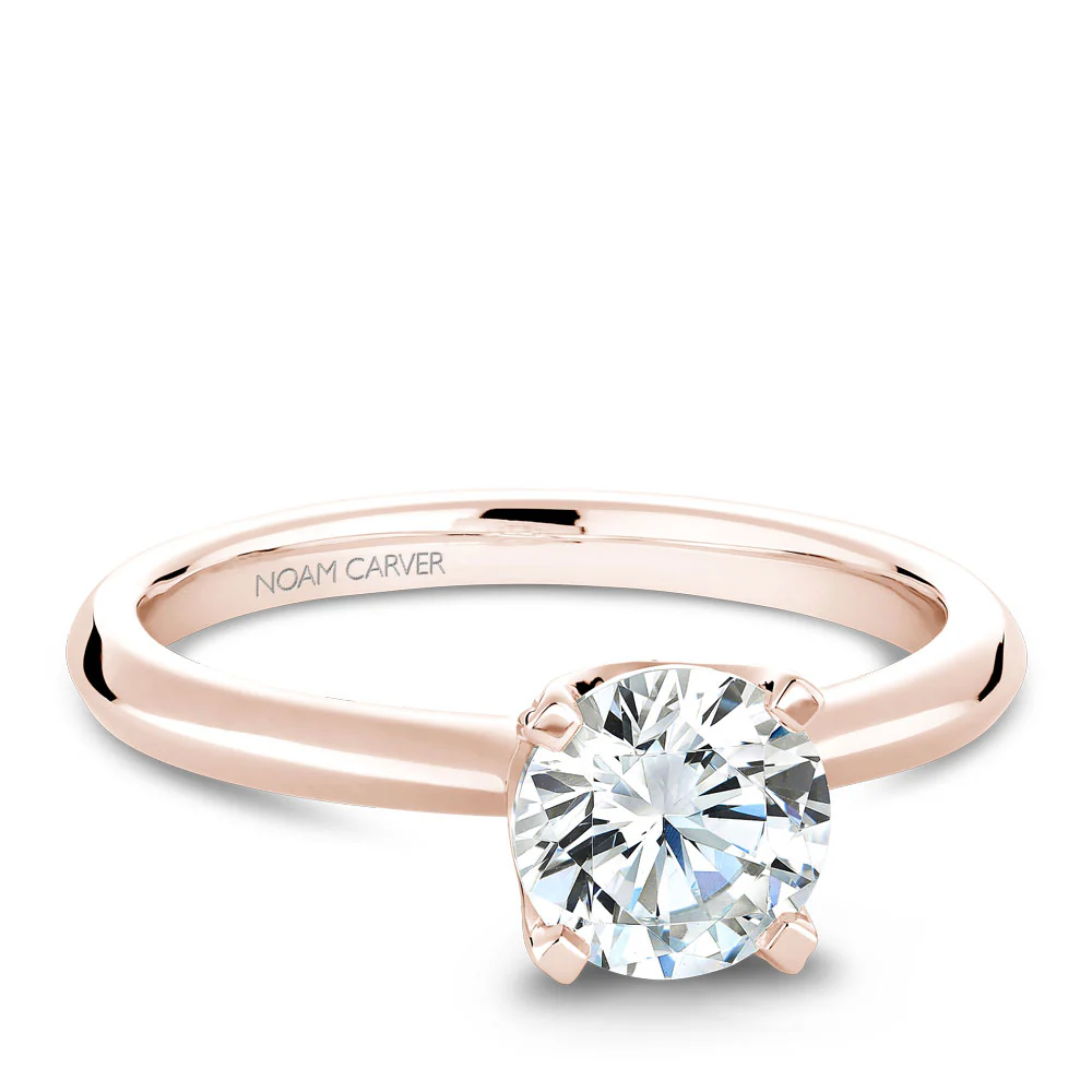 Noam Carver Rose Gold Solitaire Engagement Ring Setting with Diamond Crown (0.13 CTW) - Image 2