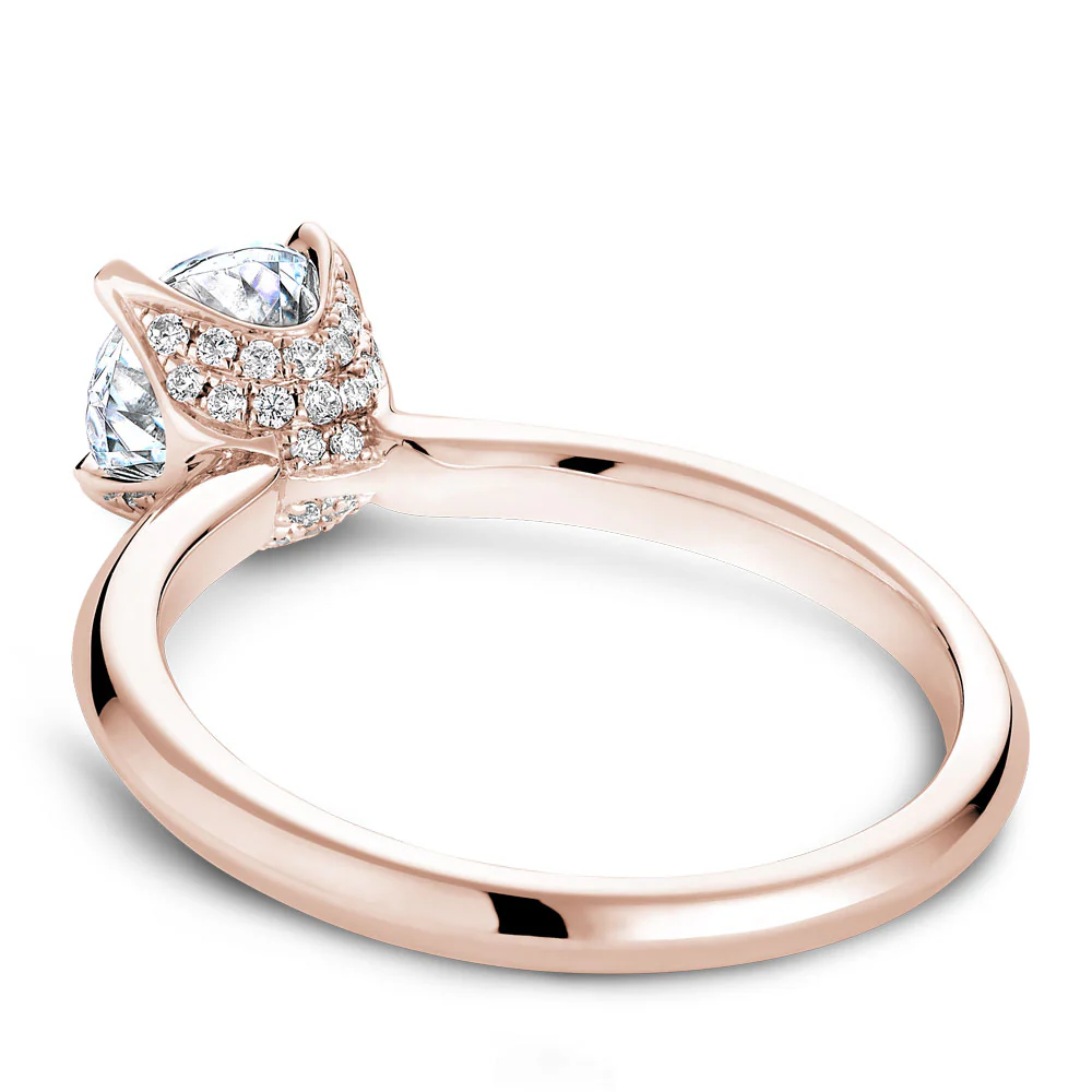 Noam Carver Rose Gold Solitaire Engagement Ring Setting with Diamond Crown (0.13 CTW) - Image 3