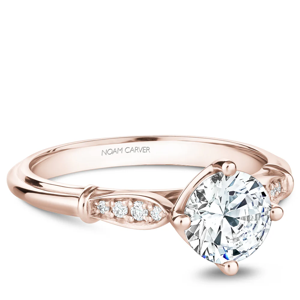 Noam Carver Rose Gold Vintage Diamond Engagement Ring Setting (0.06 CTW) - Image 2