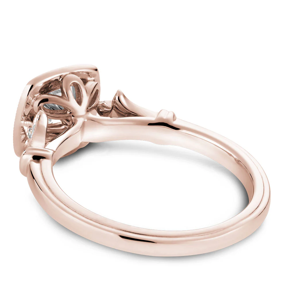 Noam Carver Rose Gold Vintage Diamond Engagement Ring Setting with Milgrain Accents and Halo (0.15 CTW) - Image 3