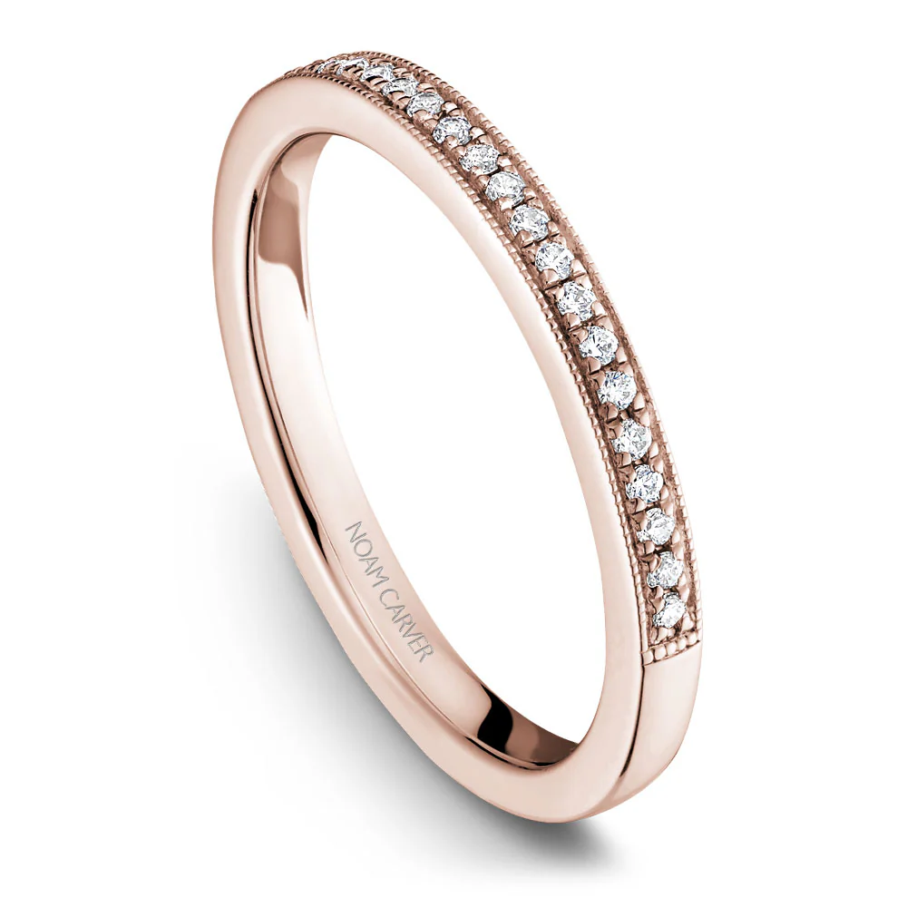Noam Carver Rose Gold Vintage Diamond Engagement Ring Setting with Milgrain Accents and Halo (0.15 CTW) - Image 5